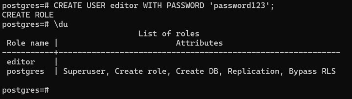 wie legt man einen benutzer in postgresql an? (postgresql create user)